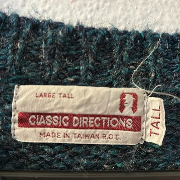 VTG Classic Directions green sweater size large tall - Picture 3 of 5